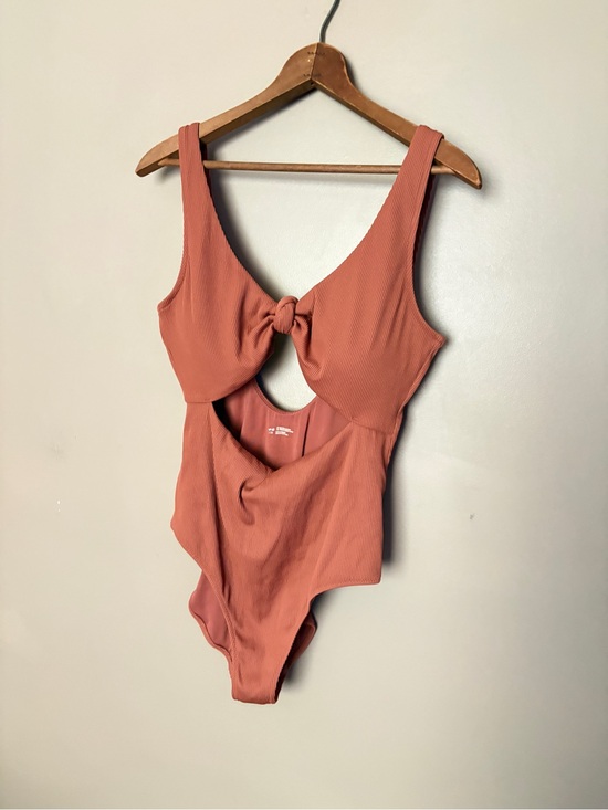 aerie Other - AERIE ribbed one knot tie swimsuit Terracitta monokini one piece swimsuit L EUC